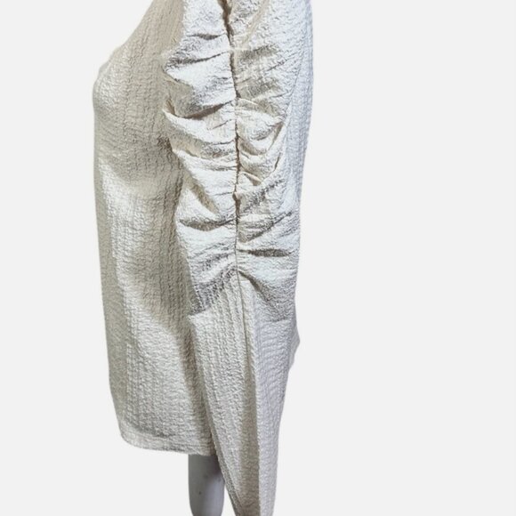 Ann Taylor LOFT Shirred Puff Sleeve Long Sleeve Top - Picture 5 of 6